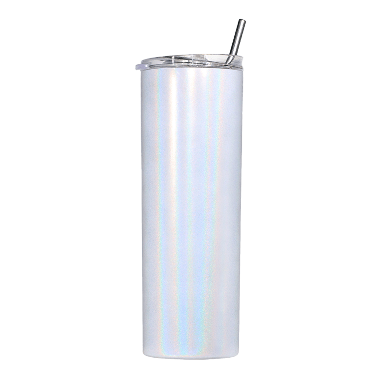 20oz Shimmer Stainless Steel Tumbler with Straw & Lid (Shimmer White)